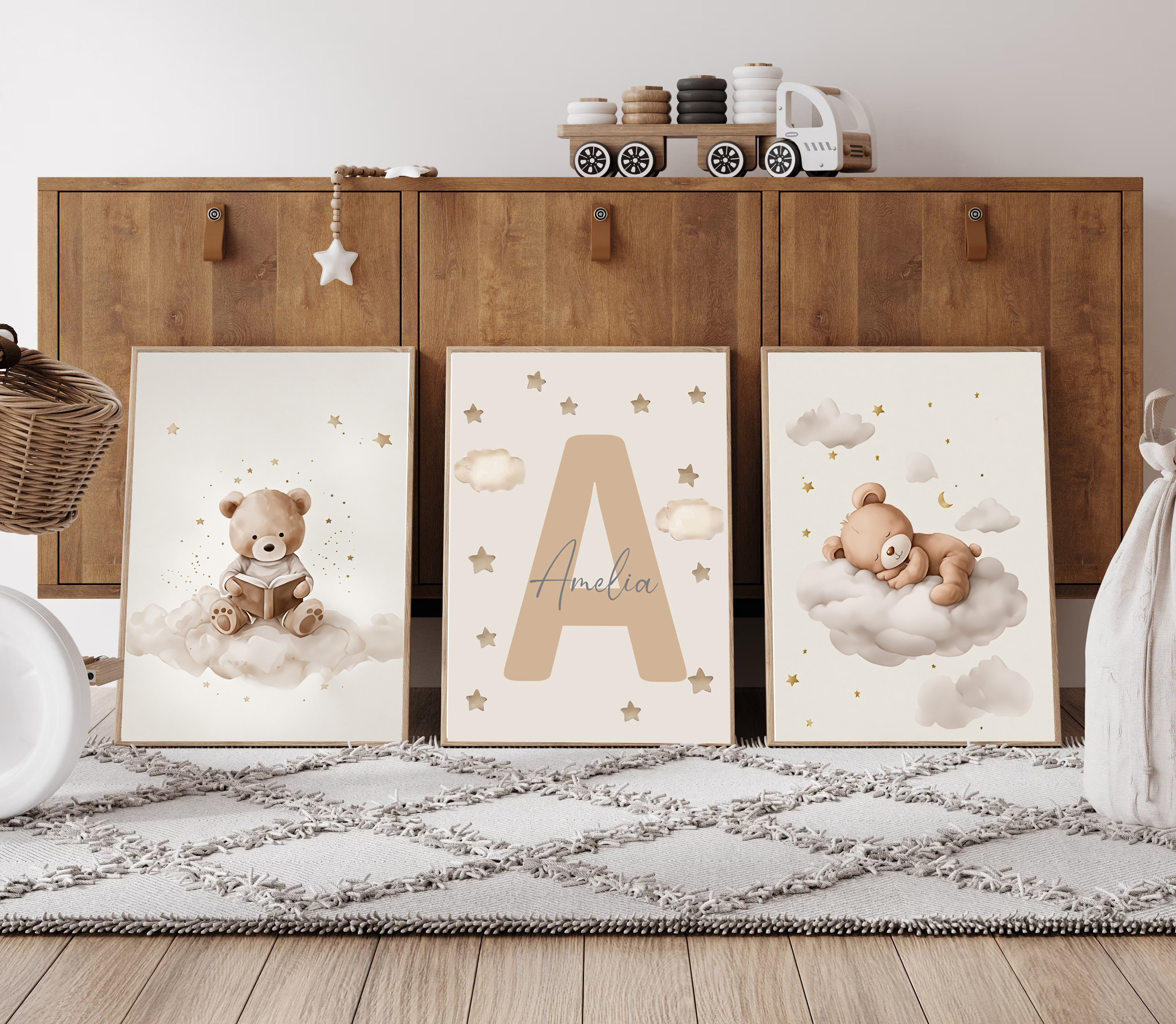 3pcs/set Bohemian Teddy Bear A - Baby Nursery Artwork บทวิจารณ์และราคา